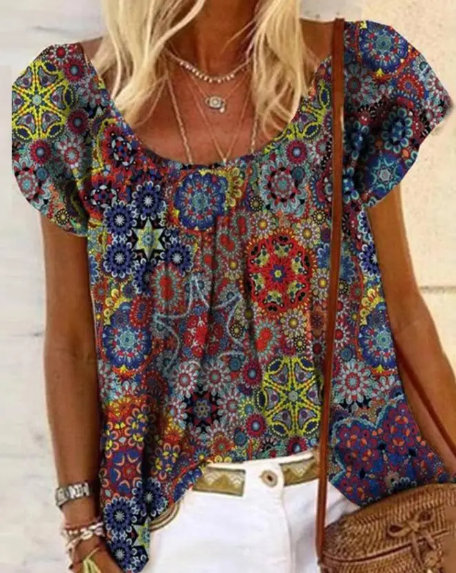 Tribal Print Casual Top for Women Europe and America Fashion Vintage Short Sleeve Tee 2023 Summer Daily Women's Vacation T-Shirt
Tribal Print Casual Top for Women Europe and America Fashion Vintage Short Sleeve Tee 2023 Summer Daily Women's Vacation T-Shirt