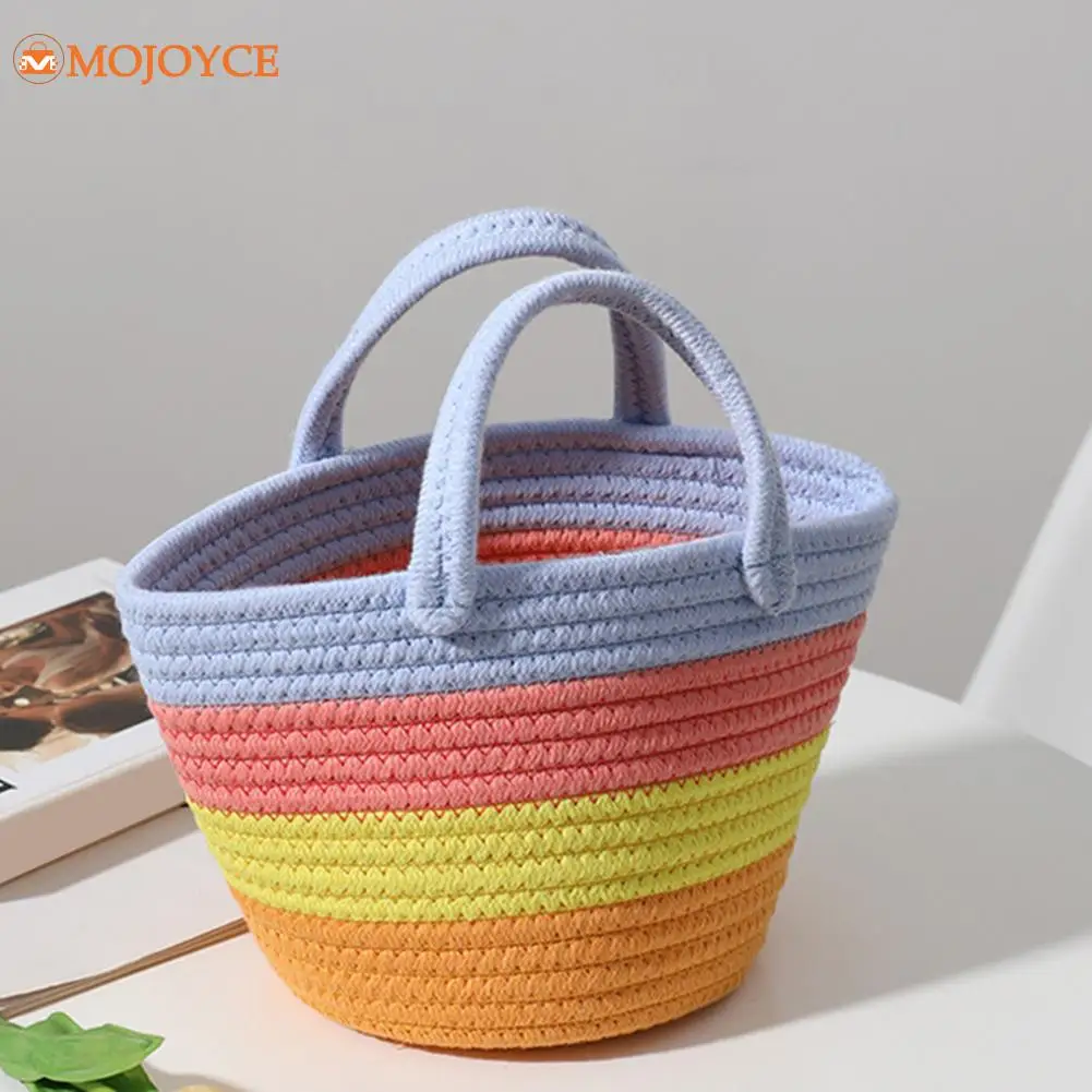 Spring Bag Colorful Striped Mini Handbag Cotton Thread Female Beach Holiday Beach Small Basket Ladies Cute Knit Totes Purse Bags
Spring Bag Colorful Striped Mini Handbag Cotton Thread Female Beach Holiday Beach Small Basket Ladies Cute Knit Totes Purse Bags