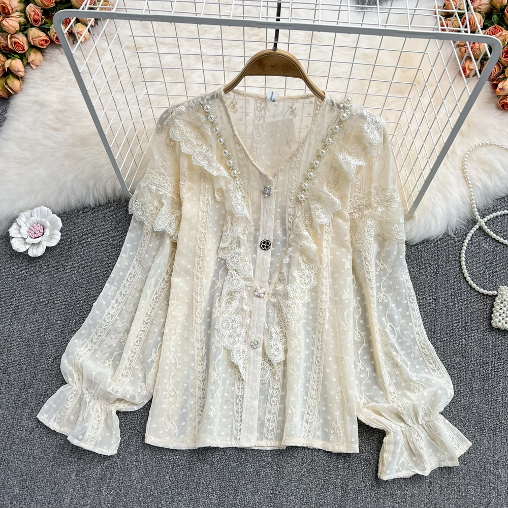 Spring 2022 New V-neck Stitched Ruffle Chiffon Shirt Women's Long Sleeve Super Fairy Gentle Loose Top
Spring 2022 New V-neck Stitched Ruffle Chiffon Shirt Women's Long Sleeve Super Fairy Gentle Loose Top