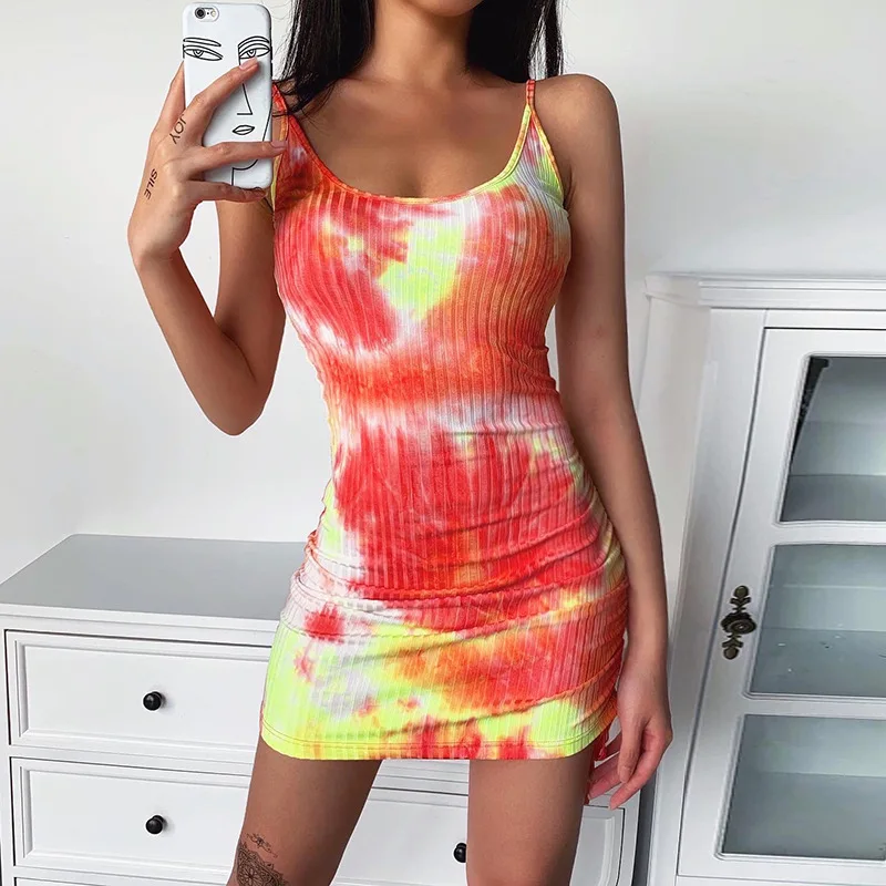 Fashion Summer Sexy Bodycon Dress Ribbed Slim Skinny Sleeveless Vestidos Orange Tie Dye Mini Dress Women Spaghetti Strap Dresses
Fashion Summer Sexy Bodycon Dress Ribbed Slim Skinny Sleeveless Vestidos Orange Tie Dye Mini Dress Women Spaghetti Strap Dresses