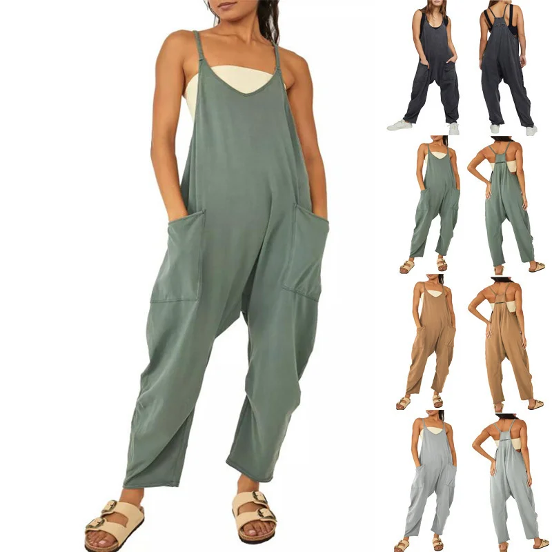 Women Jumpsuit Strap Sleeveless Dress Loose Wide Leg Rompers Large Pocket Pants Summer Y2k Clothing Solid Bib Overalls Sportwear
Women Jumpsuit Strap Sleeveless Dress Loose Wide Leg Rompers Large Pocket Pants Summer Y2k Clothing Solid Bib Overalls Sportwear