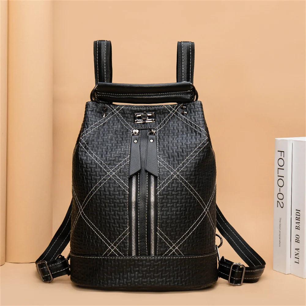 Sewing diamond lattice backpack popular bubble leather multifunctional bucket women's backpack anti-theft lock large schoolbag
Sewing diamond lattice backpack popular bubble leather multifunctional bucket women's backpack anti-theft lock large schoolbag