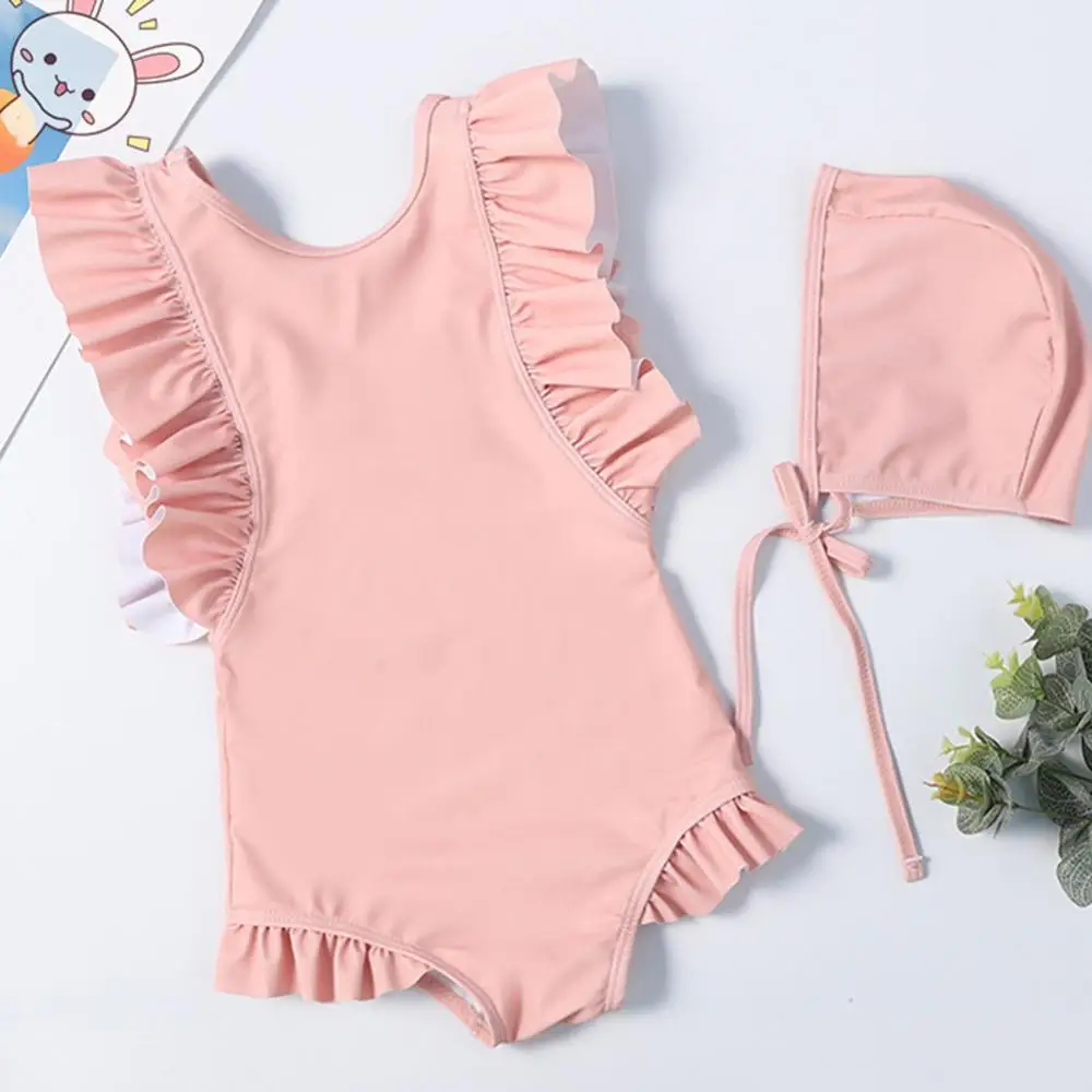 Solid Color Children Baby Girls One-piece Swimsuit Bikini Lace Swimwear with Hat for Beach Swimming
Solid Color Children Baby Girls One-piece Swimsuit Bikini Lace Swimwear with Hat for Beach Swimming