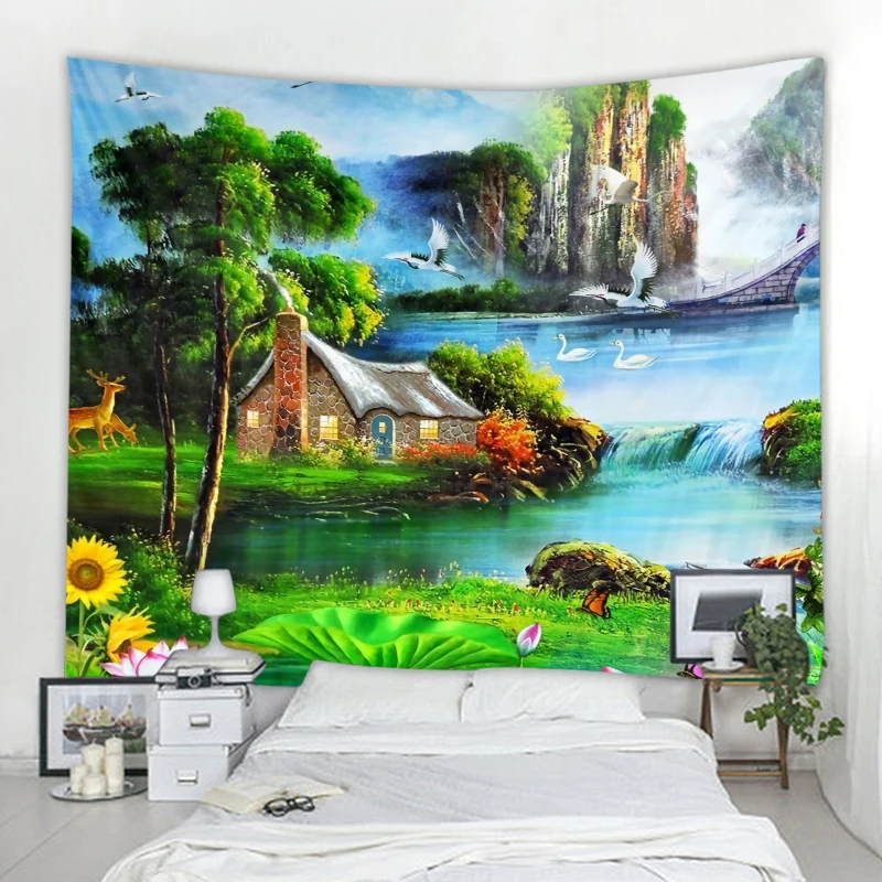 

Bohemian Style Bedroom Living Room Fantasy Scenery Background Wall Decoration Tapestry Curtain Wall
