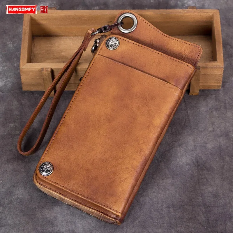 Retro handmade Leather Men's wallet men first layer cowhide card holder long wallets male zipper purses simple thin 2022 new
Retro handmade Leather Men's wallet men first layer cowhide card holder long wallets male zipper purses simple thin 2022 new