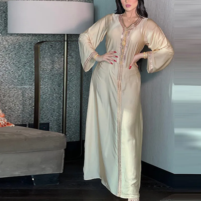 Beading Loose Long Arabic Dress Moroccan Braids Kaftan Islam Muslim Abaya Party Evening Ramadan Caftan Dubai Saudi Robe
Beading Loose Long Arabic Dress Moroccan Braids Kaftan Islam Muslim Abaya Party Evening Ramadan Caftan Dubai Saudi Robe