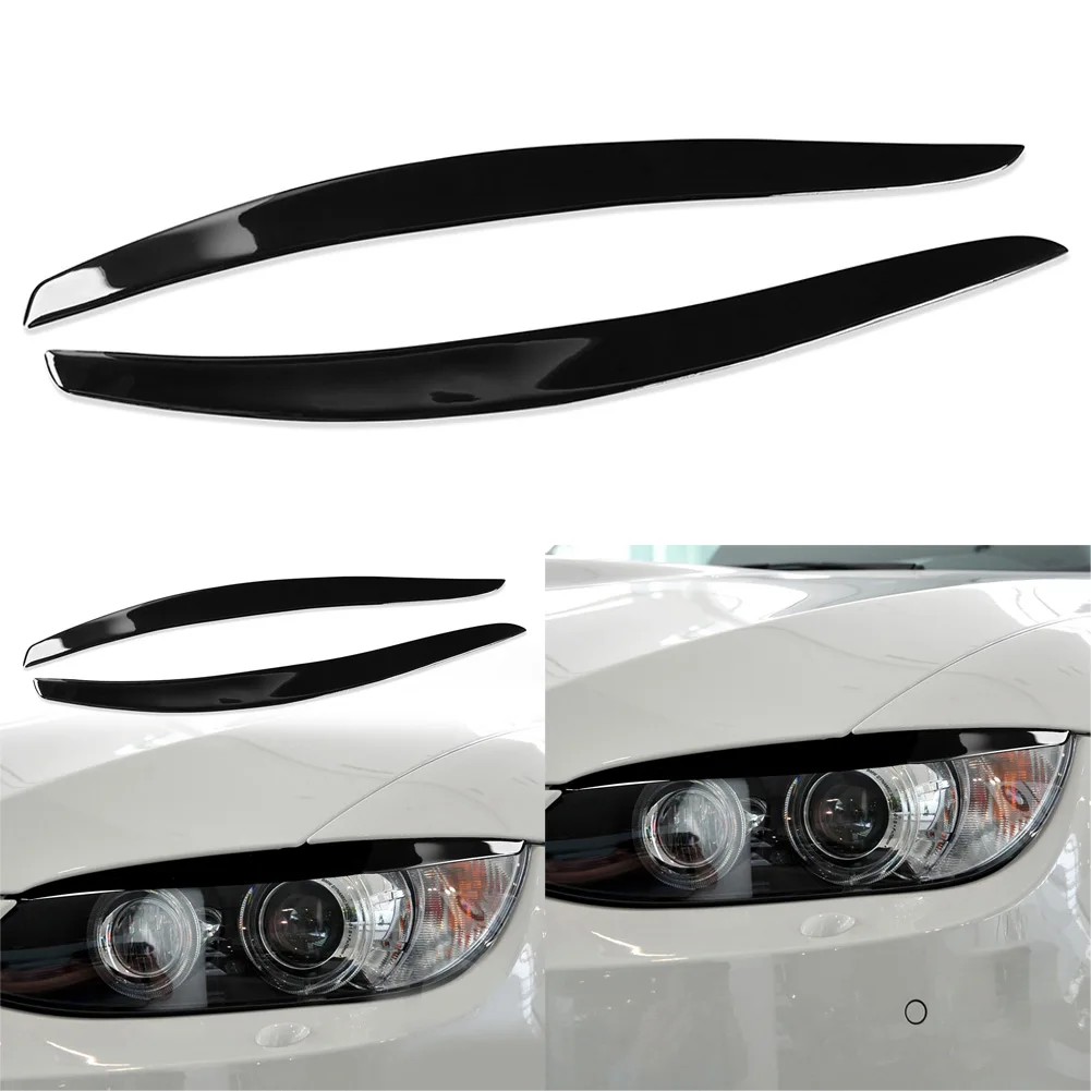 

2PCS Gloss Black Car Headlight Eyebrow Eyelid Cover Decoration Trim For BMW 3 Series E92 E93 Coupe 2-Door 2006-2013
