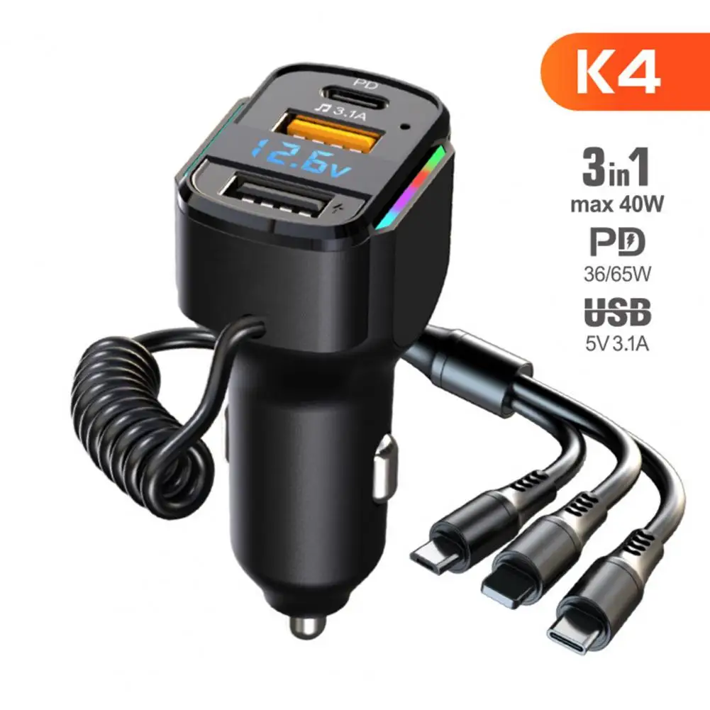 Car Charger Socket Premium Digital Display 3 in 1 Fast Car Power Adapter Charger for Automobile
Car Charger Socket Premium Digital Display 3 in 1 Fast Car Power Adapter Charger for Automobile