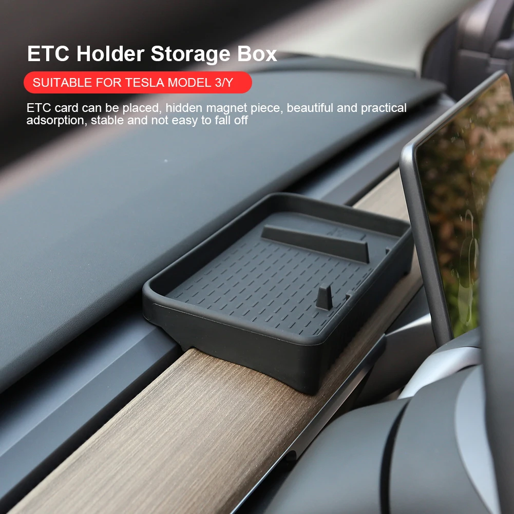 

For Tesla Model 3 Y Behind Screen Storage Box Dashboard Organizer Tissue Holder Box Magnetic Hidden Tray Silicone Anti-Slip Mat