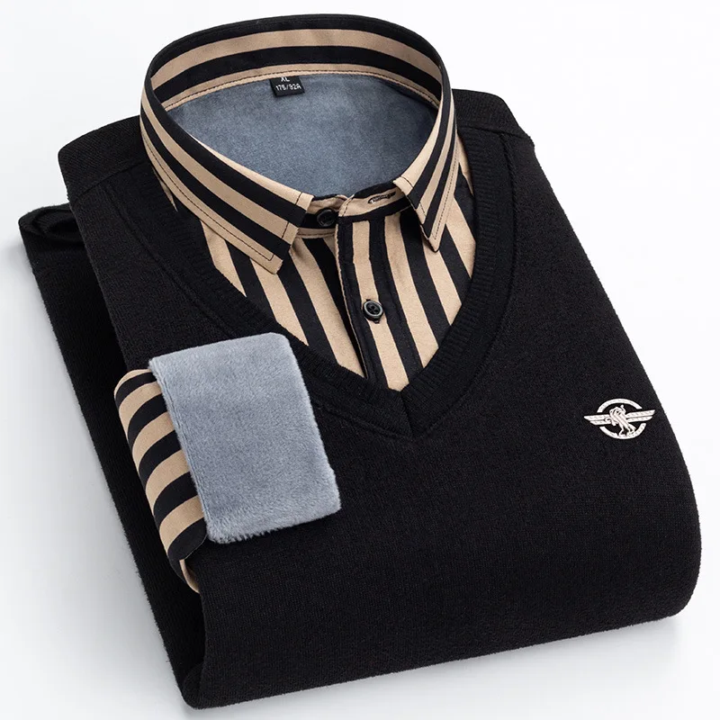 2022 Autumn Winter New Men's Fake Two-piece Thermal Shirt Korean Style Slim Business Casual Pullover Male Classic Brand Knitwear
2022 Autumn Winter New Men's Fake Two-piece Thermal Shirt Korean Style Slim Business Casual Pullover Male Classic Brand Knitwear