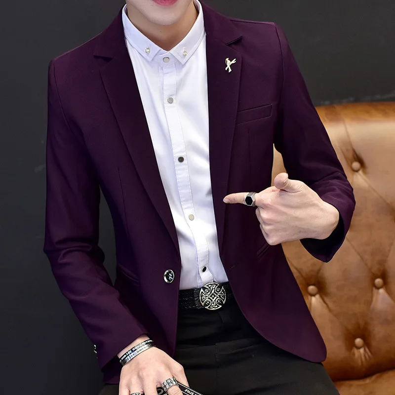 HOO 2022l мужской новый красивый однотонный блейзер 
HOO 2022l мужской новый красивый однотонный блейзер