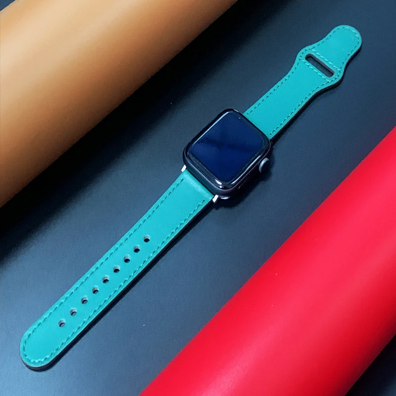 Кожаный ремешок для Apple watch band 44 мм 40 браслет наручных часов iWatch series 7 3 4 5 6 se 41 мм/45 42