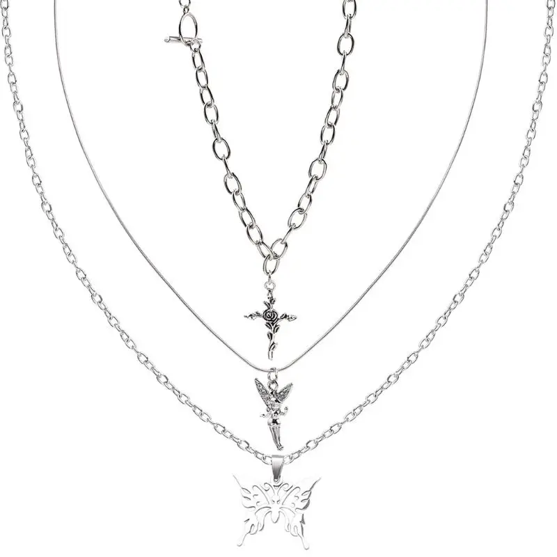 3Pieces for Creative Multilayer Necklace with for butterfly Rose for Cross Fairy
3Pieces for Creative Multilayer Necklace with for butterfly Rose for Cross Fairy