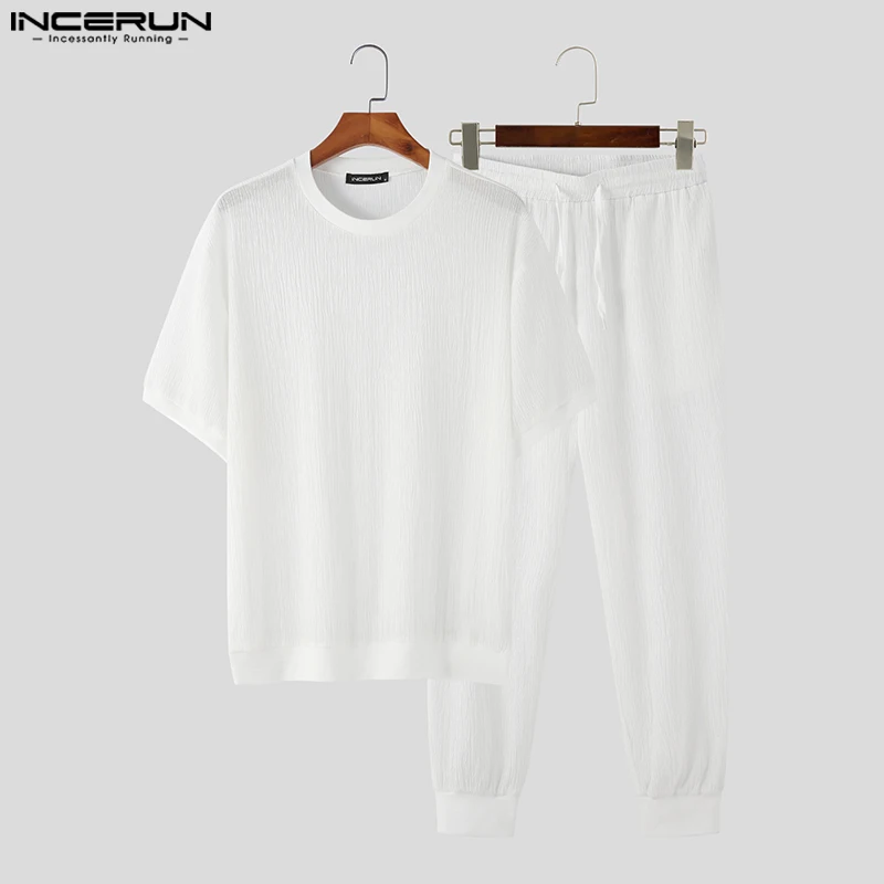 Fashion All-match Sets INCERUN New Men Short-sleeved T-shirts Pants Suits Casual Simple Male Contrast Pleat Two-piece Sets S-5XL
Fashion All-match Sets INCERUN New Men Short-sleeved T-shirts Pants Suits Casual Simple Male Contrast Pleat Two-piece Sets S-5XL