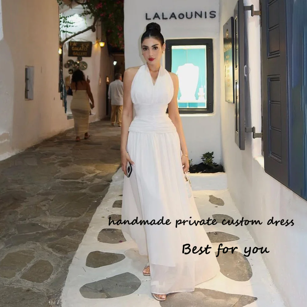 White Halter Wedding Dresses Soft Tulle Sleeveless Beach Wedding Party Dress Floor Length Backless Bridesmaid Gowns
White Halter Wedding Dresses Soft Tulle Sleeveless Beach Wedding Party Dress Floor Length Backless Bridesmaid Gowns