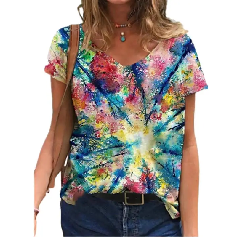 Oil Painting Trees Print Women Summer T Shirt New Casual V-Neck Pullover Tops Tee Ladies Fashion Streetwear Short Sleeve T Shirt
Oil Painting Trees Print Women Summer T Shirt New Casual V-Neck Pullover Tops Tee Ladies Fashion Streetwear Short Sleeve T Shirt