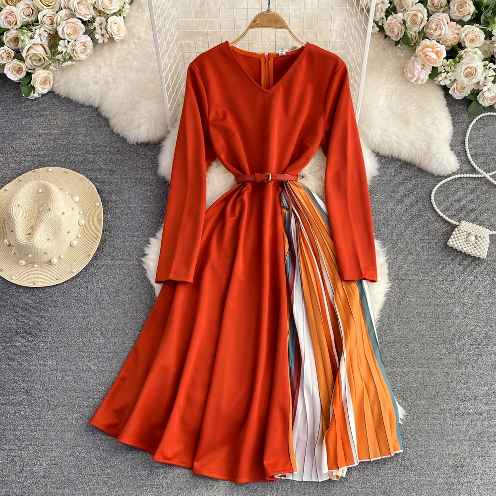 V Neck Vintage Fashion Long Sleeve Women Causal Zipper Autumn Winter High Street Patchwork Elegant Female Korean Party Dress
V Neck Vintage Fashion Long Sleeve Women Causal Zipper Autumn Winter High Street Patchwork Elegant Female Korean Party Dress