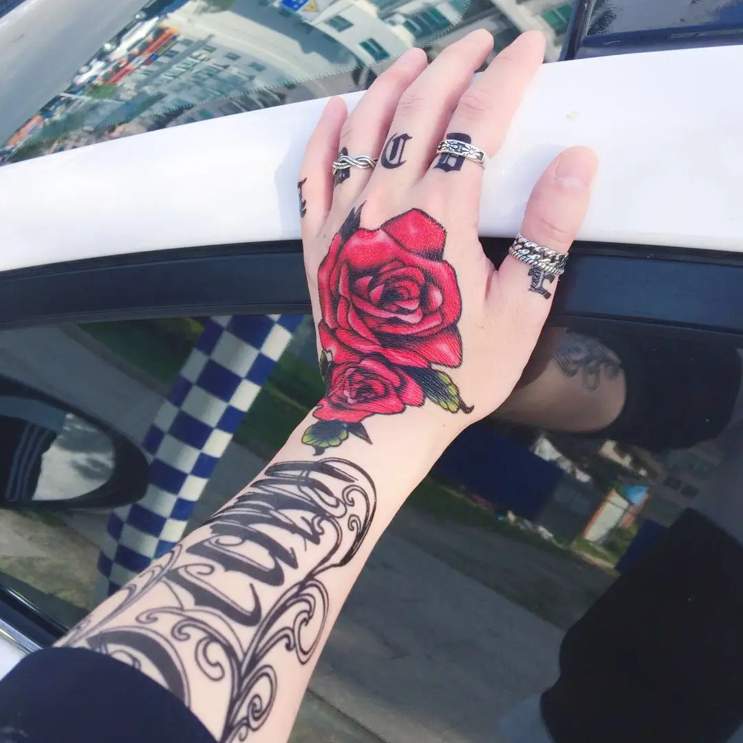 Waterproof Temporary Tattoo Sticker rose red flower leaf large size art tatto flash tatoo fake tattoos for girl men women
Waterproof Temporary Tattoo Sticker rose red flower leaf large size art tatto flash tatoo fake tattoos for girl men women