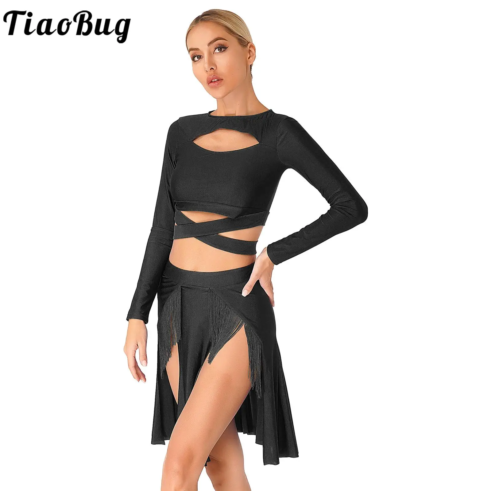 TiaoBug Latin Dance Dress Woman Crop Top with Tassel Skirt Professional Competition Suit Adult Stage Costume Jazz Tango Costume
TiaoBug Latin Dance Dress Woman Crop Top with Tassel Skirt Professional Competition Suit Adult Stage Costume Jazz Tango Costume
