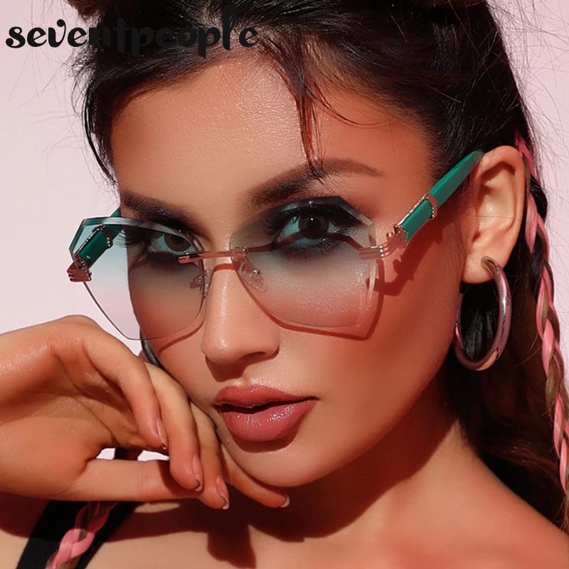 

Irregular Rimless Sunglasses Women 2022 Luxury Brand Designer Fashion Polygonal Sun Glasses for Ladies Trendy Frameless Sunglass