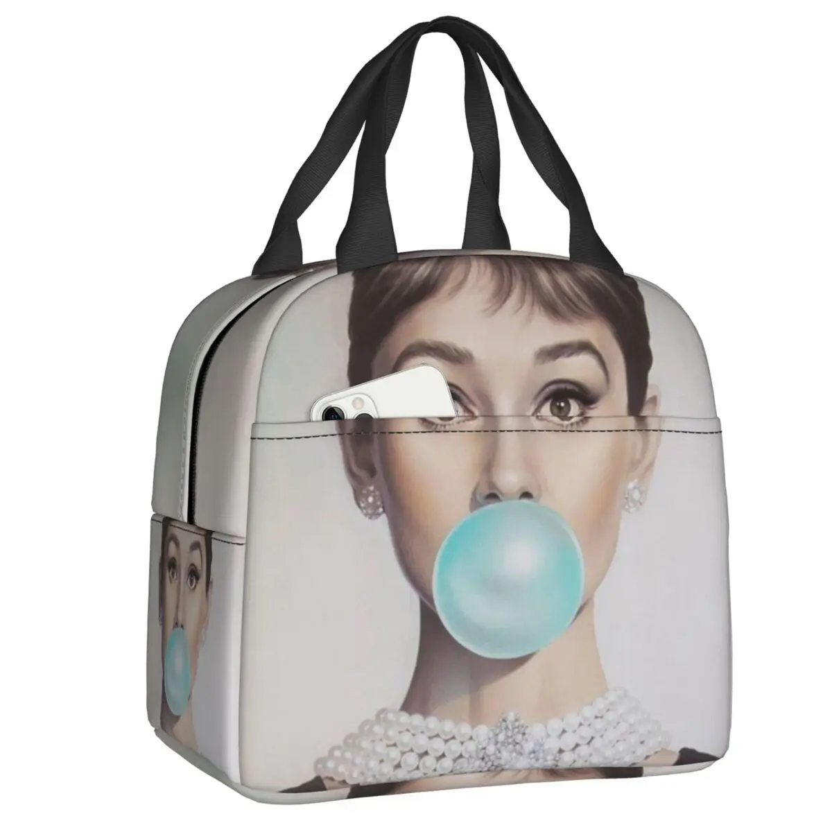 Custom Audrey Hepburn Bubble Gum Lunch Bag Men Women Warm Cooler Insulated Lunch Boxes for Kids School
Custom Audrey Hepburn Bubble Gum Lunch Bag Men Women Warm Cooler Insulated Lunch Boxes for Kids School