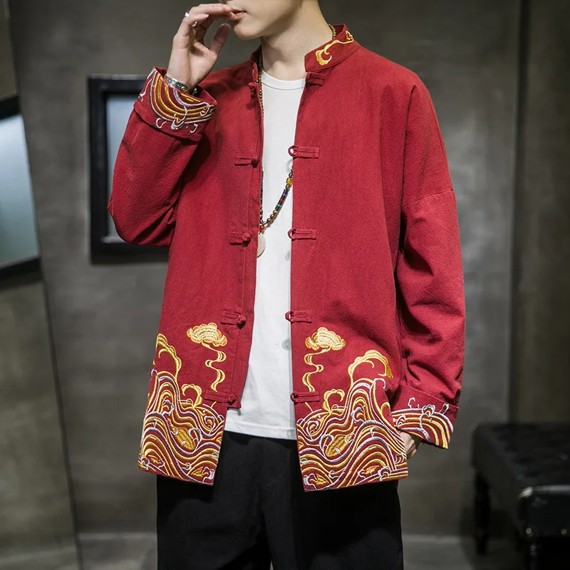 Retro Style Embroidered Jacket Tang Suit Tops Exquisite Cotton Linen Wudang Disc Button Chinese Tunic Suit Plus Size Men Cloting
Retro Style Embroidered Jacket Tang Suit Tops Exquisite Cotton Linen Wudang Disc Button Chinese Tunic Suit Plus Size Men Cloting