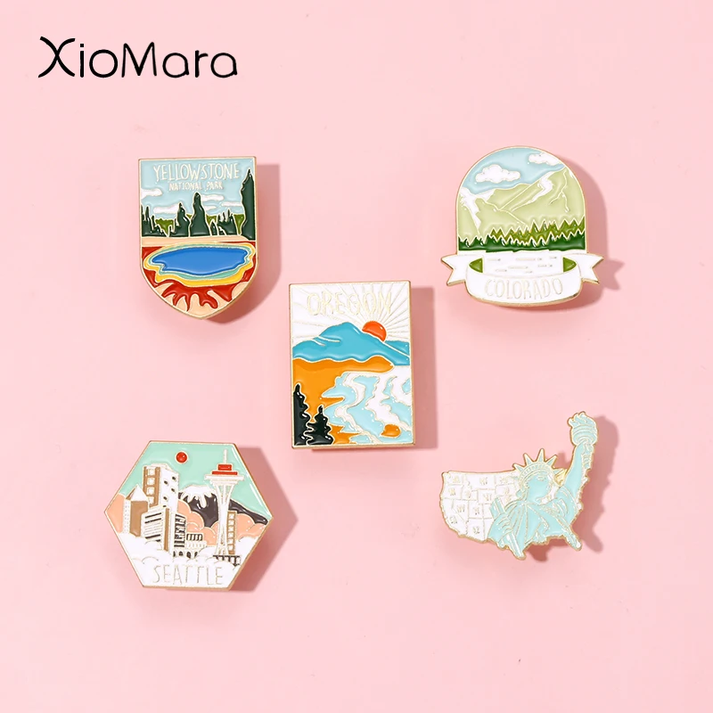 Iconic Buildings Enamel Pin Statue Of Liberty Mountains Rivers And Lakes Brooches Lapel Badges Natural Jewelry Gift For Traveler
Iconic Buildings Enamel Pin Statue Of Liberty Mountains Rivers And Lakes Brooches Lapel Badges Natural Jewelry Gift For Traveler