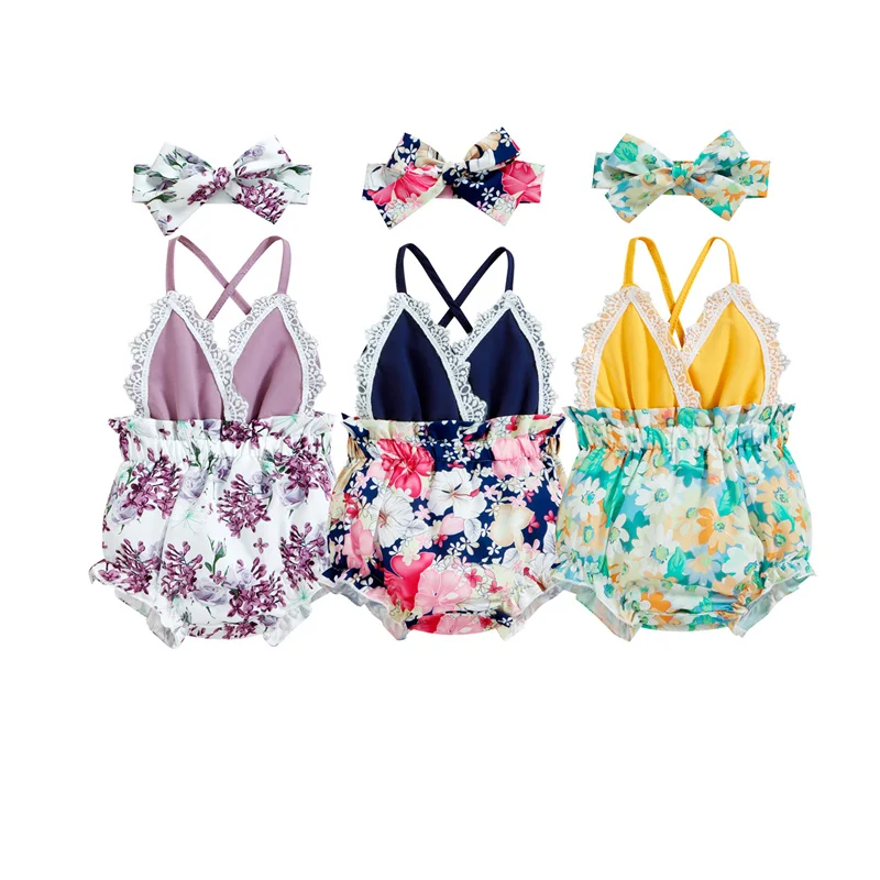 Baby Girls Romper Lace Trim Floral Print Backless Ruffled Sling Bodysuits+Headband for Newborn Infant Casual Sweet Sunsuits
Baby Girls Romper Lace Trim Floral Print Backless Ruffled Sling Bodysuits+Headband for Newborn Infant Casual Sweet Sunsuits