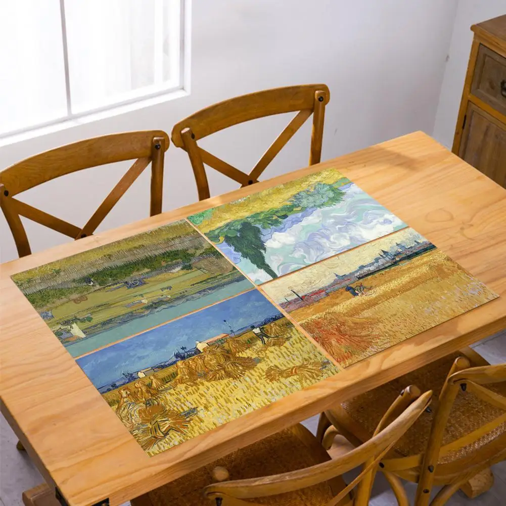 Chic Table Mat Stable Washable Long Lifespan Oil Painting Table Mat Bowl Mat Dining Pad
Chic Table Mat Stable Washable Long Lifespan Oil Painting Table Mat Bowl Mat Dining Pad