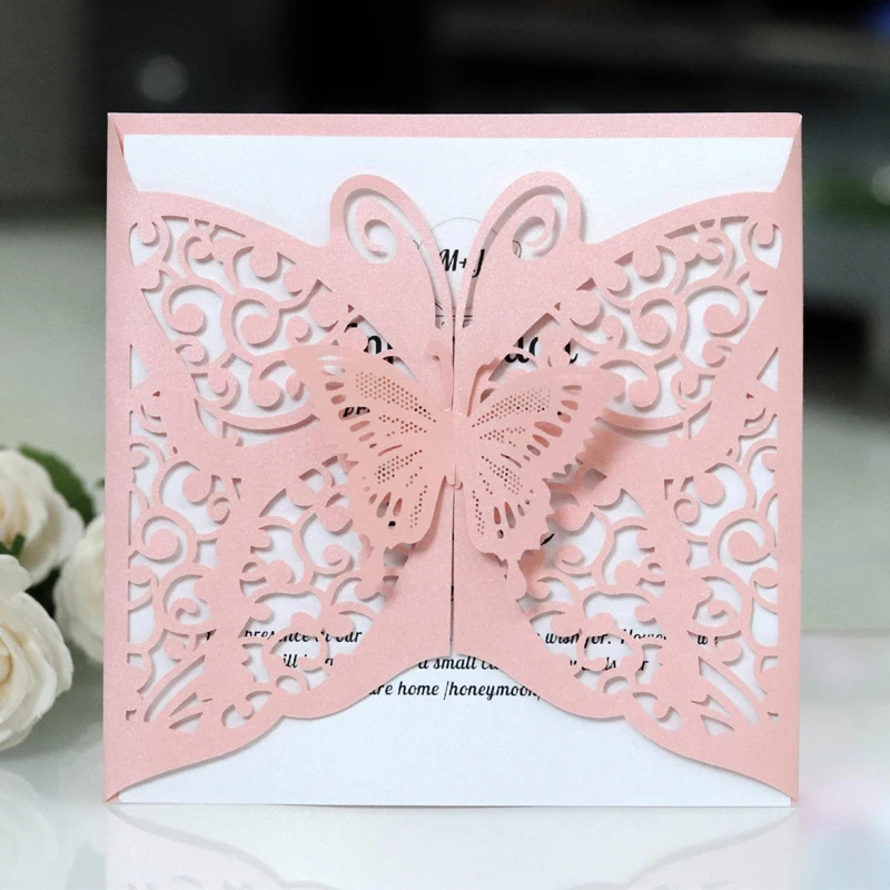 10/20/50pcs Wedding Invitations Laser Cut Lace Butterfly Greeting Card Bridal Shower Bachelor Birthday Party Invitation Card
10/20/50pcs Wedding Invitations Laser Cut Lace Butterfly Greeting Card Bridal Shower Bachelor Birthday Party Invitation Card
