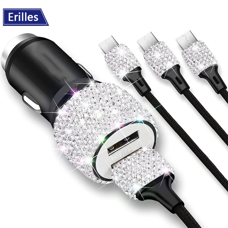 Dual USB Car Charger 5V 2.1A Fast Charging Adapter New Bling Handmade Rhinestones Crystal Car Charger Car Accessories For Woman
Dual USB Car Charger 5V 2.1A Fast Charging Adapter New Bling Handmade Rhinestones Crystal Car Charger Car Accessories For Woman
