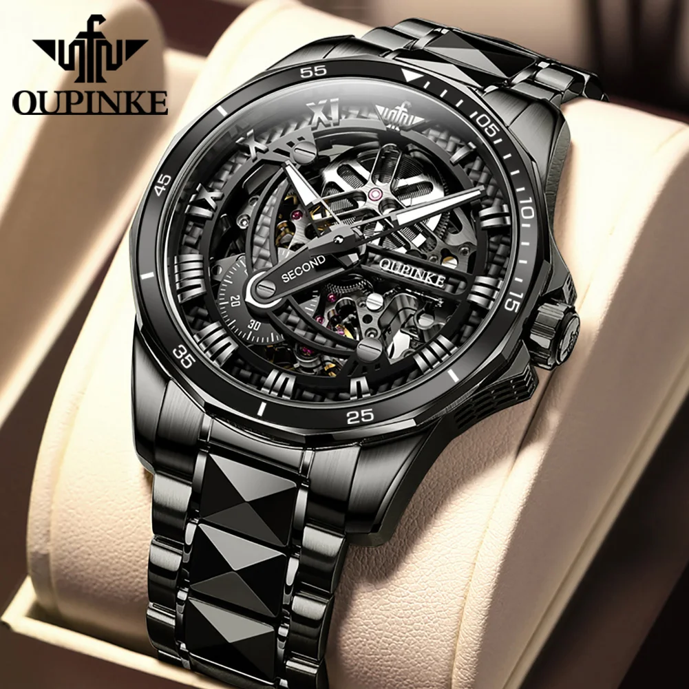 OUPINKE Mens Black Skeleton Watches Luxury Automatic Mechanical Sapphire Crystal Tungsten Steel Waterproof Luminous Male Watches
OUPINKE Mens Black Skeleton Watches Luxury Automatic Mechanical Sapphire Crystal Tungsten Steel Waterproof Luminous Male Watches