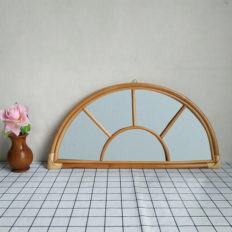 Home Decoration Rattan Semicircular Dressing Mirror Makeup Wall Mirrors For Entryways Washrooms
Home Decoration Rattan Semicircular Dressing Mirror Makeup Wall Mirrors For Entryways Washrooms
