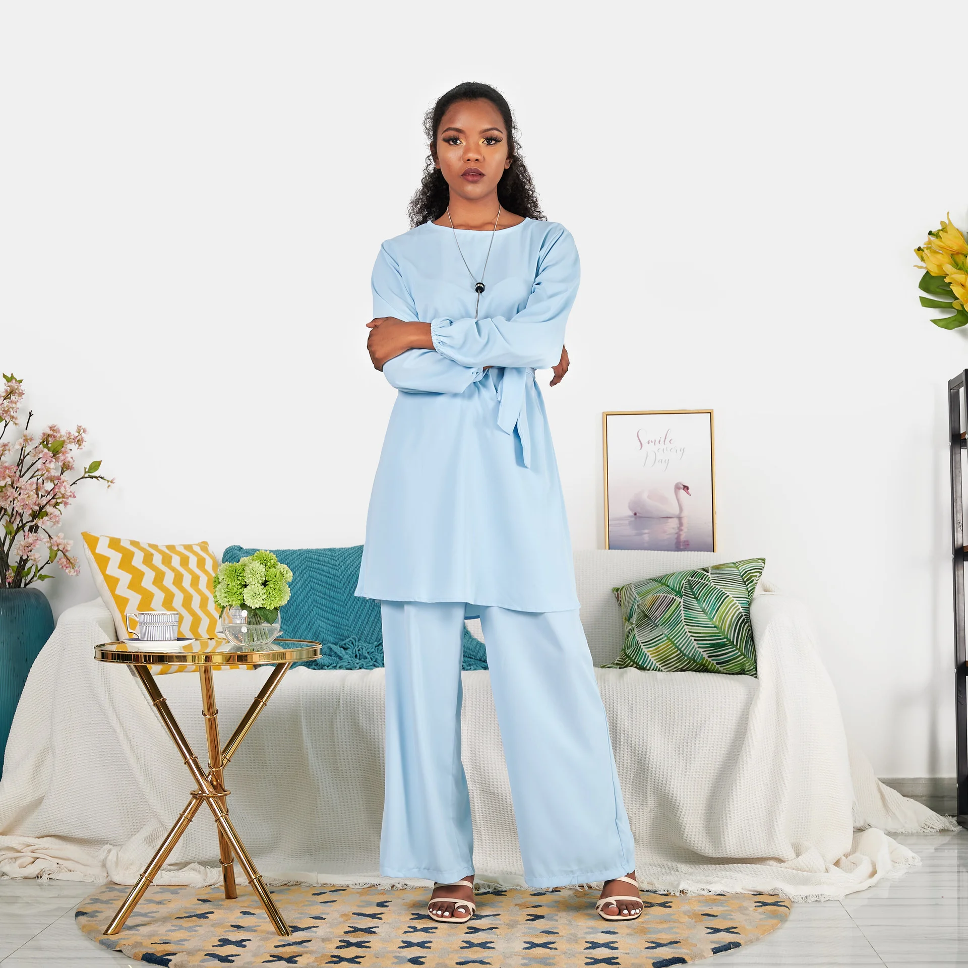 Women Dress Pant Set with Belt Loose Long Sleeves Muslin Dubai Middle East Africa Tops Sets Elegant Fashion Female Clothing
Women Dress Pant Set with Belt Loose Long Sleeves Muslin Dubai Middle East Africa Tops Sets Elegant Fashion Female Clothing
