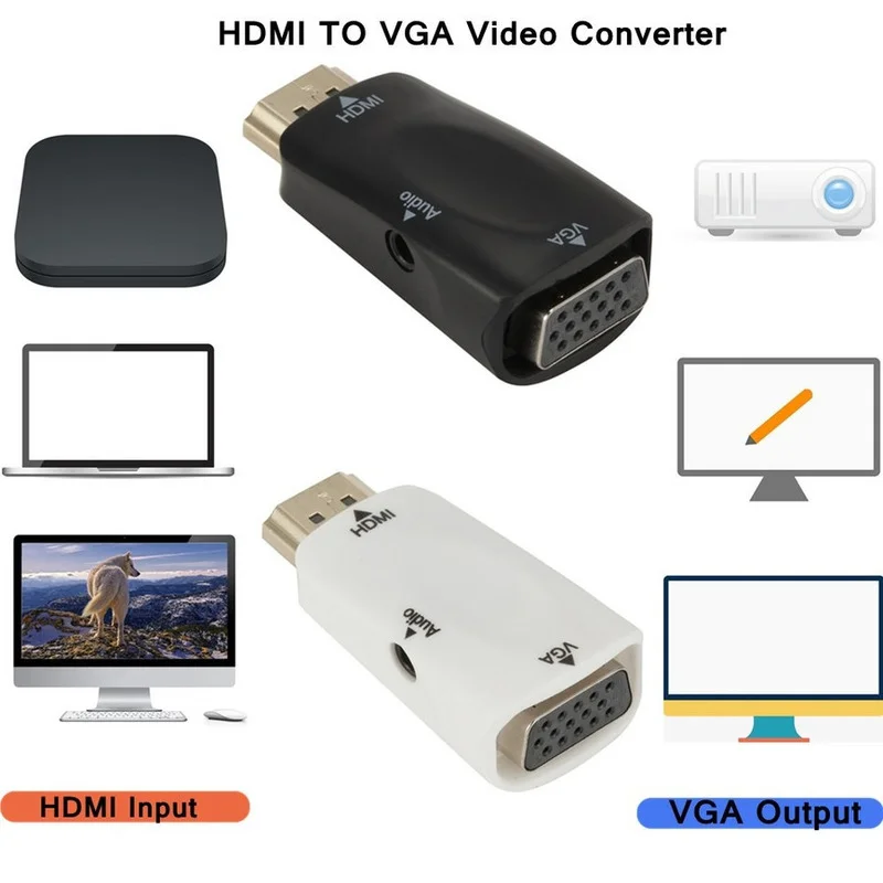 HDMI-compatible to VGA Cable Converter Male To Famale Converter Adapter 3.5 mm Jack Audio HD 1080P For PC Laptop Tablet HD2VGA
HDMI-compatible to VGA Cable Converter Male To Famale Converter Adapter 3.5 mm Jack Audio HD 1080P For PC Laptop Tablet HD2VGA