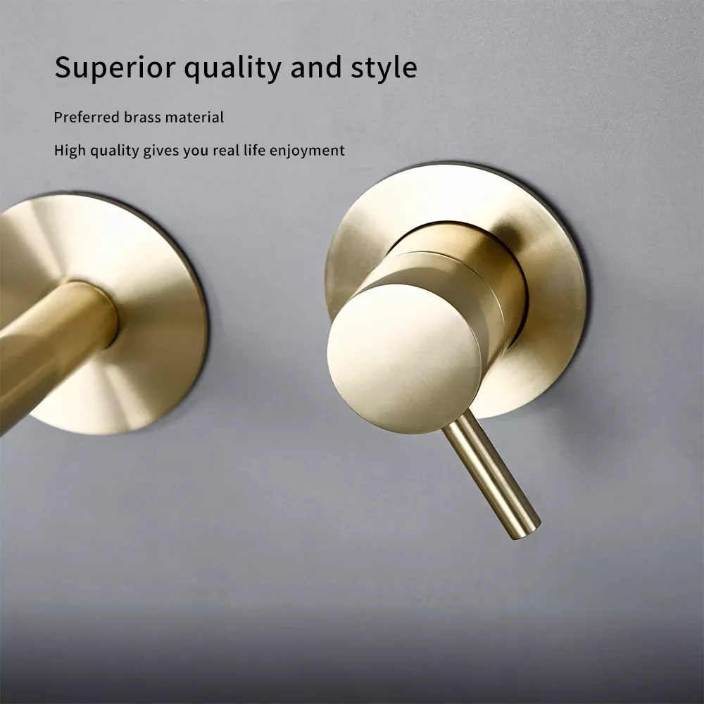 Brass Single Holder Control Double Hole Brushed Gold Wall Mounted Hot And Cold Water Mixed Type Bathroom Basin Faucet
Brass Single Holder Control Double Hole Brushed Gold Wall Mounted Hot And Cold Water Mixed Type Bathroom Basin Faucet