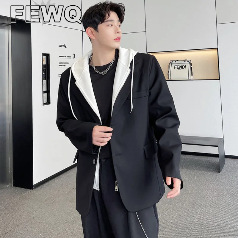 FEWQ Male Jacket Korean Style Fashion Chic Fake Two Piece Blazer Men's Loose Hooded Long Sleeve Suit Tide Autumn 2023 New
FEWQ Male Jacket Korean Style Fashion Chic Fake Two Piece Blazer Men's Loose Hooded Long Sleeve Suit Tide Autumn 2023 New