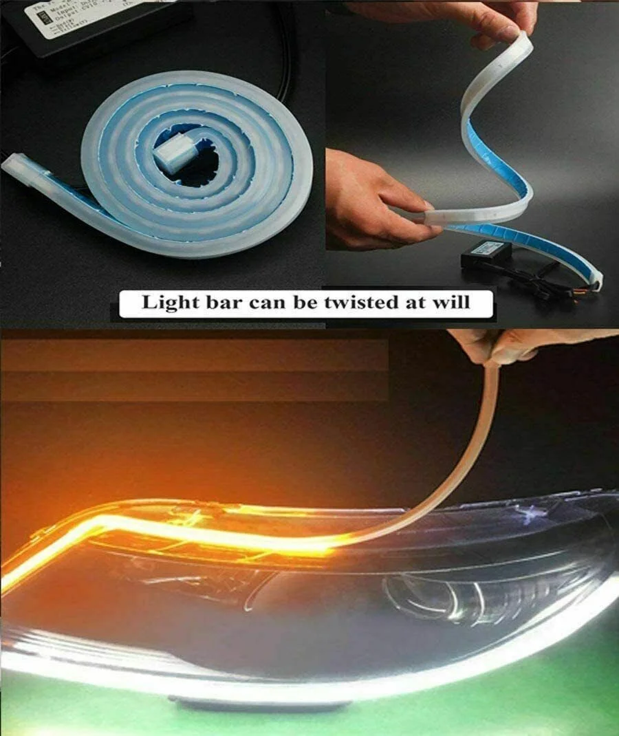 2 X 60cm LED DRL light amber sequence flexible turn signal strip headlight
2 X 60cm LED DRL light amber sequence flexible turn signal strip headlight