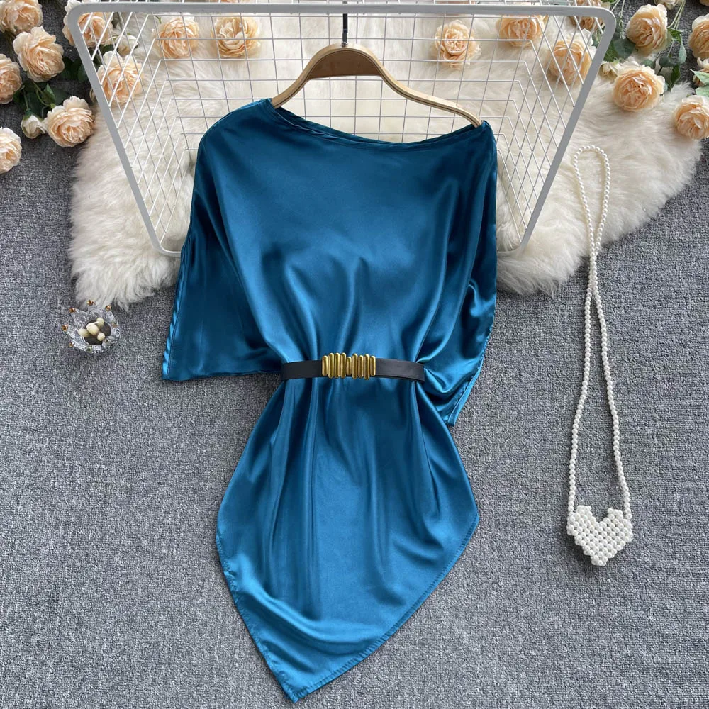 Celebrity Satin Mid-length Design Sense Niche Waist-slimming Solid Color Simple and Versatile Tops
Celebrity Satin Mid-length Design Sense Niche Waist-slimming Solid Color Simple and Versatile Tops