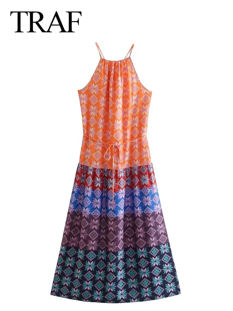 TRAF Retro Round Neck Ethnic Color Print Elegant Women Dress Casual Loose Lace Up Waist Daily Skin-Friendly Long Dress New
TRAF Retro Round Neck Ethnic Color Print Elegant Women Dress Casual Loose Lace Up Waist Daily Skin-Friendly Long Dress New