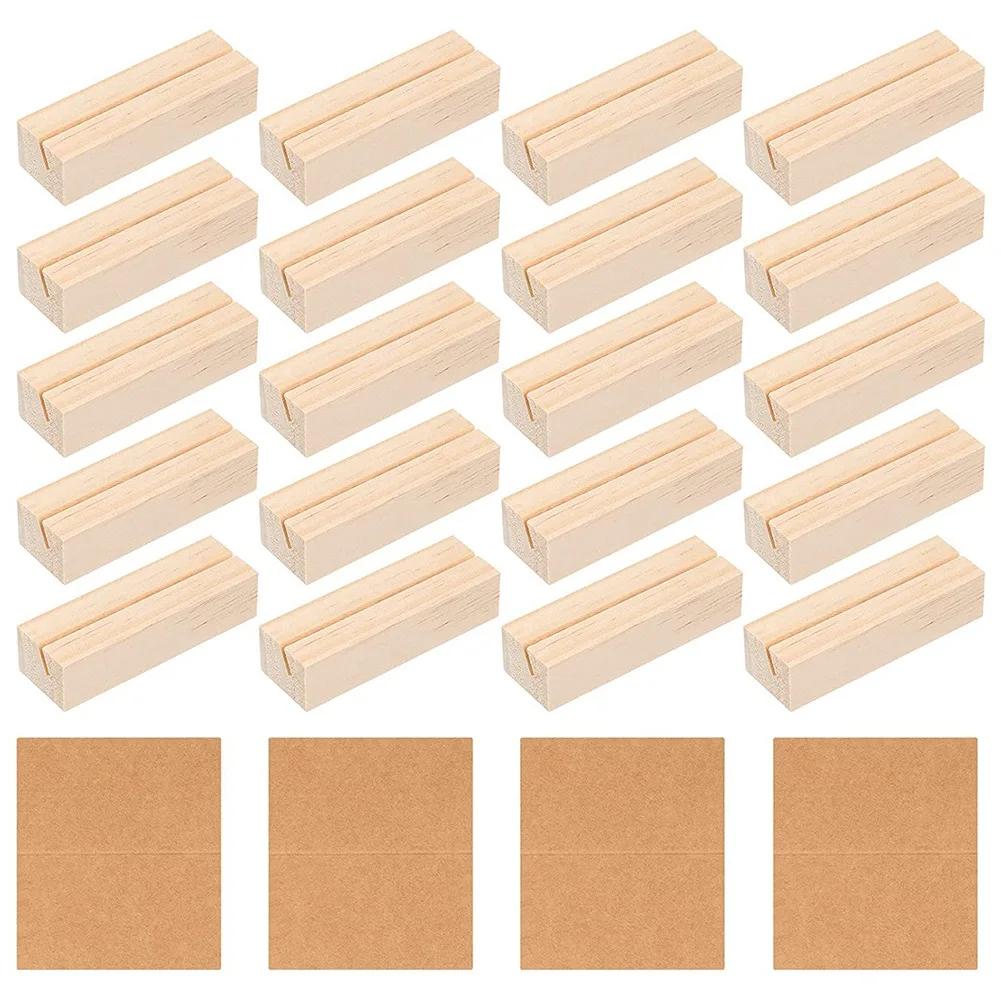 Wooden Table Number Holders Stands Wood Sign Holders Natural Place Card Holders with Brown Paper Cards (20 Pieces)
Wooden Table Number Holders Stands Wood Sign Holders Natural Place Card Holders with Brown Paper Cards (20 Pieces)