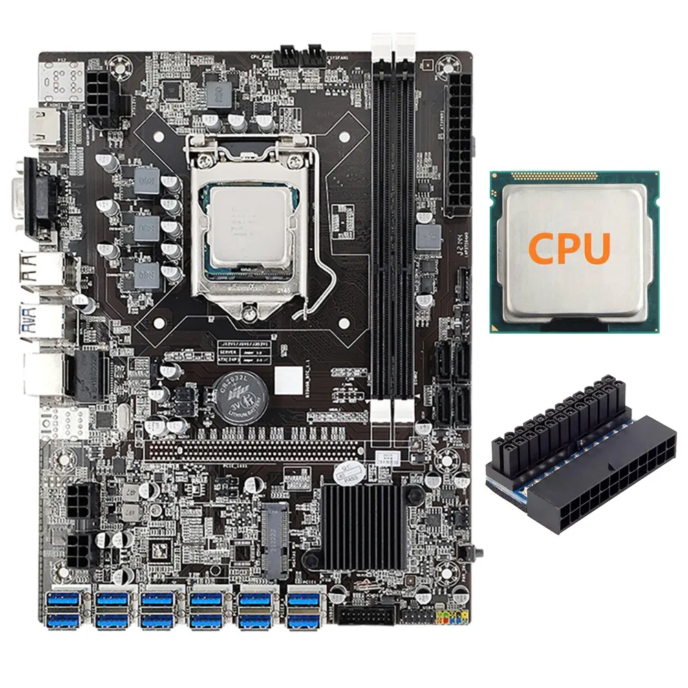 B75 Mining Motherboard+Random CPU+24Pin Power Adapter for BTC/ETH 12 USB3.0 to PCIE GPU Slot LGA1155 DDR3 RAM SATA3.0
B75 Mining Motherboard+Random CPU+24Pin Power Adapter for BTC/ETH 12 USB3.0 to PCIE GPU Slot LGA1155 DDR3 RAM SATA3.0