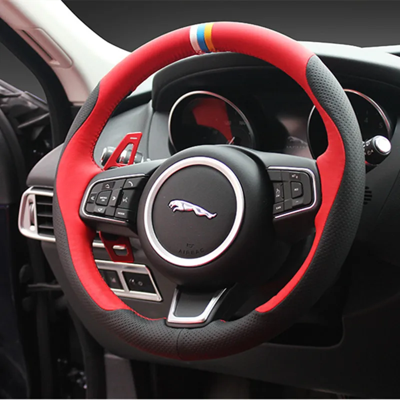 DIY Hand-Stitched Leather Car Steering Wheel Cover for Jaguar XFL XEL E-PACE F-PACE I-PACE Interior Car Accessories
DIY Hand-Stitched Leather Car Steering Wheel Cover for Jaguar XFL XEL E-PACE F-PACE I-PACE Interior Car Accessories