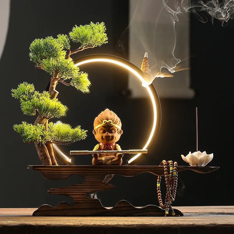 New product Zen backflow incense burner Qitian Dasheng Sun Wukong decor living room porch office decor home aromatherapy burner
New product Zen backflow incense burner Qitian Dasheng Sun Wukong decor living room porch office decor home aromatherapy burner