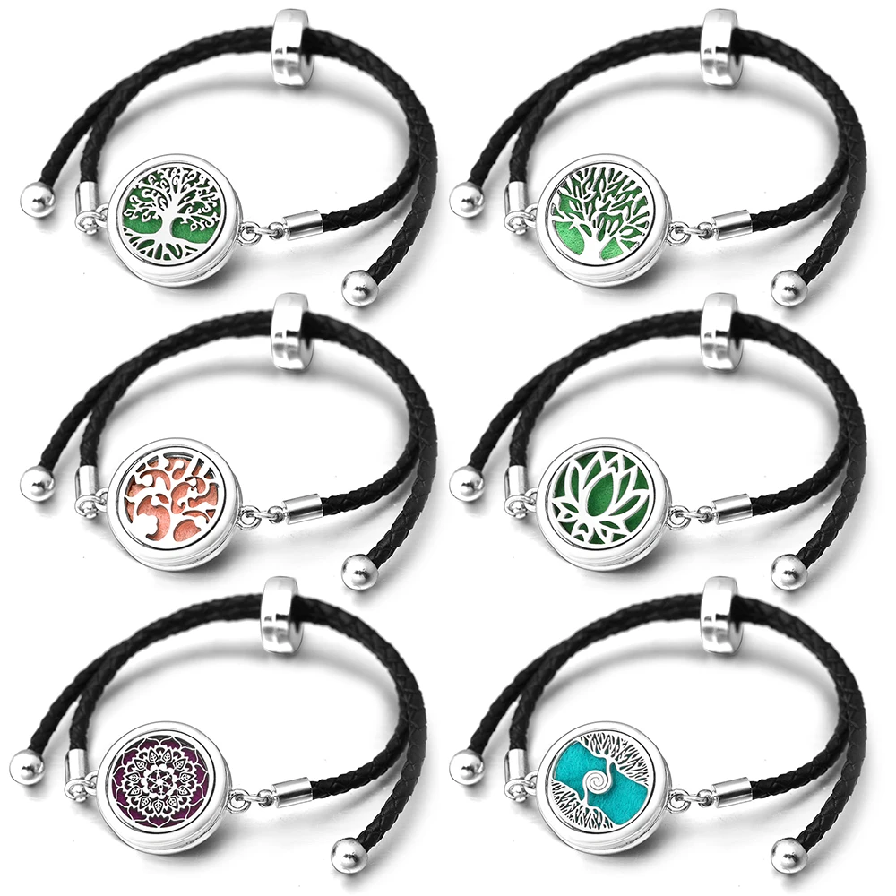 Tree of Life Stainless Steel Aromatherapy Bangle Essential Oil Diffuser Perfume Locket Adjustable Leather Bracelet Women Jewelry
Tree of Life Stainless Steel Aromatherapy Bangle Essential Oil Diffuser Perfume Locket Adjustable Leather Bracelet Women Jewelry