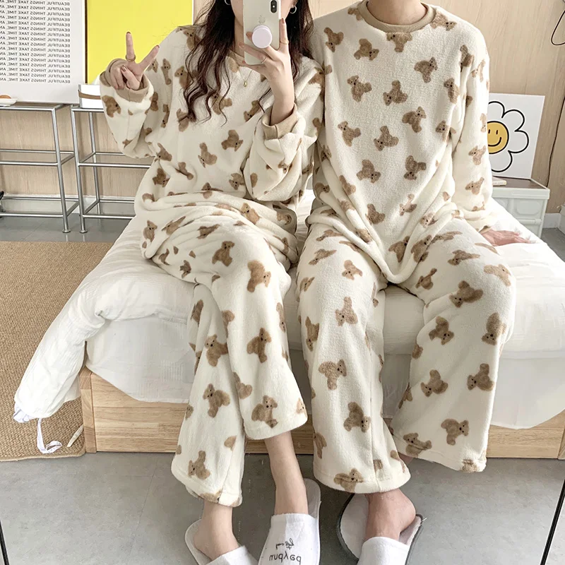 Cartoon Bear Winter Pajamas Set Women Kawaii Two Piece Home Suit Shirts + Trousers Set Sleepwear Homewear Couple Lovers
Cartoon Bear Winter Pajamas Set Women Kawaii Two Piece Home Suit Shirts + Trousers Set Sleepwear Homewear Couple Lovers