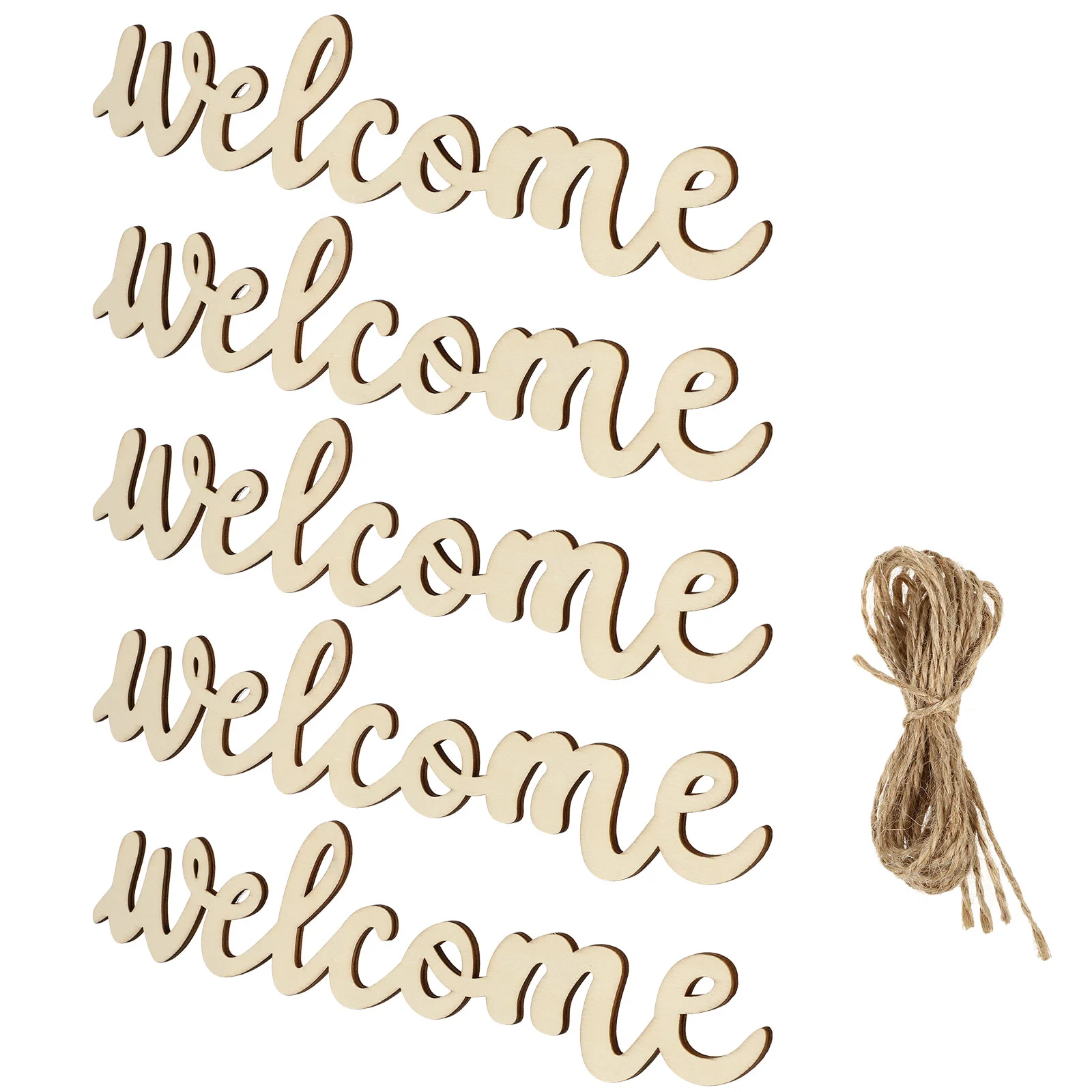 

Welcome Sign Wooden Cutout Wood Door Front Signs Rustic Porch Hanging Plaque Wall Letter Farmhouse Decor Unfinished Word Wreath