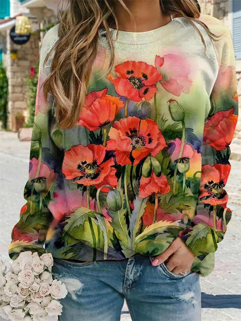2022 Loose Casual Sweatshirt Autumn Winter Flower Print Long-sleeved O Neck Sweater Harajuku Retro Pullover Top Hoodies Women
2022 Loose Casual Sweatshirt Autumn Winter Flower Print Long-sleeved O Neck Sweater Harajuku Retro Pullover Top Hoodies Women