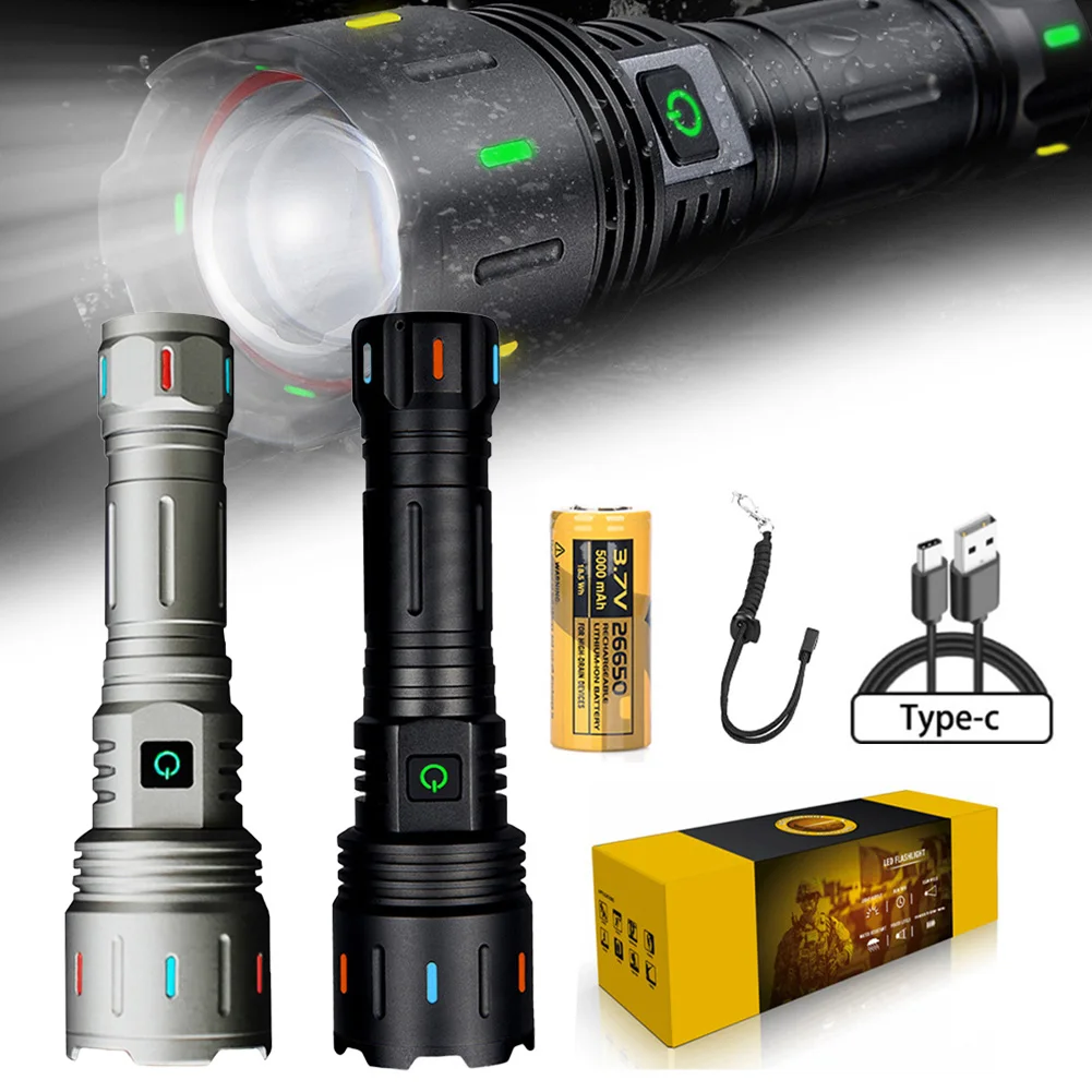 5800 Lumens LEP Flashlight With Fluorescent Strong Lighting Outdoor Adventure USB-C Charage Telescopic Zoom 30W White La Ser
5800 Lumens LEP Flashlight With Fluorescent Strong Lighting Outdoor Adventure USB-C Charage Telescopic Zoom 30W White La Ser