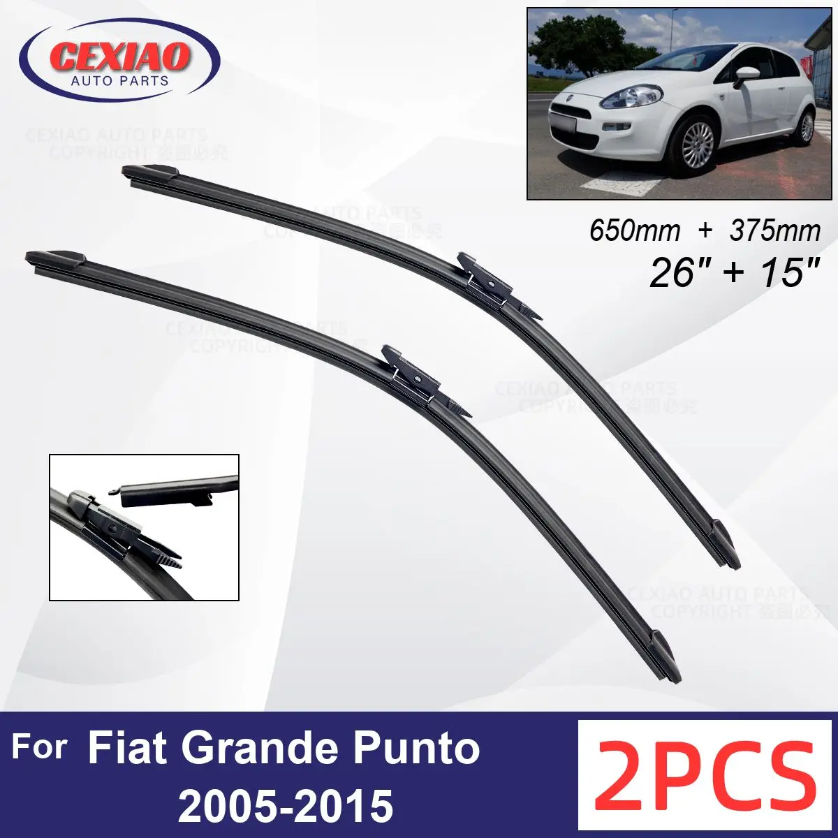 Car Wiper For Fiat Grande Punto 2005-2015 Front Wiper Blades Soft Rubber Windscreen Wipers Auto Windshield 26" 15" 650mm 375mm
Car Wiper For Fiat Grande Punto 2005-2015 Front Wiper Blades Soft Rubber Windscreen Wipers Auto Windshield 26" 15" 650mm 375mm